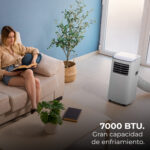 Aire acondicionado portátil - CECOTEC ForceClima 7400 Soundless Touch, 7000 fg/h, 2 velocidades, 15 m², 65 dB(A), Multicolor - Imagen 2