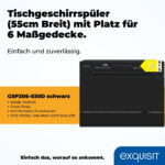 Lavavajillas compacto - EXQUISIT GSP206-030D, 6 servicios, 7 programas, 55 cm, Negro - Imagen 2