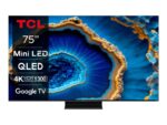 TV Mini LED 75" - TCL 75C805, QLED 4K, 1, Smart TV, DVB-T2 (H.265), Negro