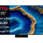 TV Mini LED 75" - TCL 75C805, QLED 4K, 1, Smart TV, DVB-T2 (H.265), Negro