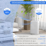 Deshumidificador - HOMCOM 821-031V90WT, 1,5 l, 25 m², Blanco - Imagen 4