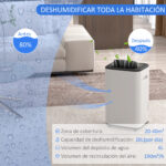 Deshumidificador - HOMCOM 821-030V90WT, 6 l, 40 m², Blanco - Imagen 4