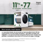 Lavadora carga frontal - Samsung WW11DB7B34GWU3, 11 kg, 1400 rpm, AI EcoBubble™, Función WiFi con SmartThings™, Blanco - Imagen 2