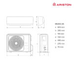 Split 1x1 - ARISTON ALYS MUDO25 ++, Frío/Calor, WiFi, Autolimpieza, Función deshumidificador, Modo silencioso, Función Inverter, White - Imagen 2