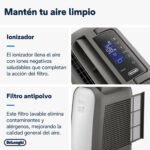 Deshumidificador - De'Longhi Tasciugo AriaDry Light DNS80, Extracción 7.5 l/día, Depósito de 2,8 l, Superficia de 85 m³, Pantalla LCD, Ionizador, Gris - Imagen 3
