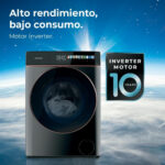 Lavadora carga frontal - CECOTEC Bolero DressCode 10900 Inverter FullColor Steel A, 10 kg, 11 programas, Multicolor