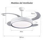 Ventilador de techo con Luz - SELEOK FLMFSD-2301, 30 W, 6 velocidades, Blanco - Imagen 3