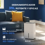 Deshumidificador - HOMCOM 821-040V90WT, 5,5 l, 100 m², Blanco - Imagen 3