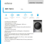 Lavadora carga frontal - EDESA EWF-7201 X, 7 kg, 15 programas, Inox - Imagen 2