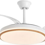 Ventilador de techo - DUPI Cosmos, 35 W, 6 velocidades, Blanco/Haya