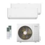 Aire acondicionado Split 2 x 1 - DAITSU Free Max DSM-912KDT-4, 3010 fg/h, Función Inverter, Blanco