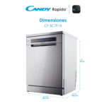 Lavavajillas - Candy Rapido' CF 5C7F1X, 15 servicios, 8 programas, Inicio Diferido, Motor Inverter, 60 cm, Conectividad Wi-Fi, Inox - Imagen 7