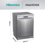 Lavavajillas - Hisense HS623D10X, 14 servicios, 7 programas, 60 cm, Media Carga, Tercera bandeja, Inox - Imagen 2