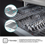Lavavajillas - Hisense HS623D10X, 14 servicios, 7 programas, 60 cm, Media Carga, Tercera bandeja, Inox - Imagen 8