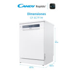 Lavavajillas - Candy Rapido' CF 5C7F1W, 15 servicios, 8 programas, Inicio Diferido, Motor Inverter, 60 cm, Conectividad Wi-Fi, Blanco - Imagen 6
