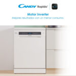 Lavavajillas - Candy Rapido' CF 5C7F1W, 15 servicios, 8 programas, Inicio Diferido, Motor Inverter, 60 cm, Conectividad Wi-Fi, Blanco - Imagen 8