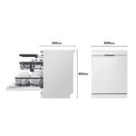 Lavavajillas - LG DF355FW, 14 servicios, 9 programas, 60 cm, LED táctil, Tercera bandeja, QuadWash™, ThinQ™, Blanco - Imagen 3