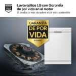 Lavavajillas - LG DF355FW, 14 servicios, 9 programas, 60 cm, LED táctil, Tercera bandeja, QuadWash™, ThinQ™, Blanco - Imagen 4