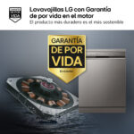 Lavavajillas - LG DF355FP, 14 servicios, 9 programas, 60 cm, LED táctil, Tercera bandeja, QuadWash™, Acero inoxidable - Imagen 4