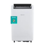 Aire acondicionado portátil - Hisense APC09QC, 2236 fg/h, 3 velocidades, Deshumidificador, Super Cool, Mando a distancia, Kit Ventana, Wi-Fi, Blanco