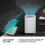 Aire acondicionado portátil - Hisense APC09QC, 2236 fg/h, 3 velocidades, Deshumidificador, Super Cool, Mando a distancia, Kit Ventana, Wi-Fi, Blanco - Imagen 6