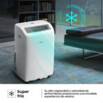 Aire acondicionado portátil - Hisense APC09QC, 2236 fg/h, 3 velocidades, Deshumidificador, Super Cool, Mando a distancia, Kit Ventana, Wi-Fi, Blanco - Imagen 8