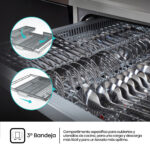 Lavavajillas - Hisense HS543D10X, 11 servicios, 8 programas , 44.8 cm, Motor Inverter, Tercera bandeja, Inox - Imagen 6