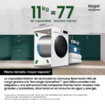 Lavadora carga frontal - Samsung WW11DB7B94GEU3, 11 kg, 1400 rpm, Autodosificación, AI EcoBubble™, Función WiFi con SmartThings™, Blanco - Imagen 2