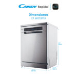 Lavavajillas - Candy Rapido' CF 6B2S3PSX, 16 servicios, 10 programas, 60 cm, Motor Inverter, Wi-Fi, Inox - Imagen 3