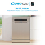 Lavavajillas - Candy Rapido' CF 6B2S3PSX, 16 servicios, 10 programas, 60 cm, Motor Inverter, Wi-Fi, Inox - Imagen 5