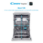 Lavavajillas - Candy Rapido' CF 6B2S3PSX, 16 servicios, 10 programas, 60 cm, Motor Inverter, Wi-Fi, Inox - Imagen 7