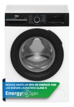 Lavadora carga frontal - Beko Energy Spin BM3WFU41041W, 10 kg, 1400 rpm, 15 Programas, Motor ProSmart Inverter, Función Vapor, Blanco - Imagen 4