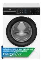 Lavadora carga frontal - Beko Energy Spin BM3WFSU38213, 8 kg, 1200 rpm, 15 Programas, Motor ProSmart Inverter, Función Vapor, Blanco - Imagen 3