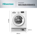 Lavadora secadora integrable - Hisense WD3M841BWIES , 8 kg /6 kg, 19 programas, Lavado Secado 1h, Inverter, Sin Panelar - Imagen 3