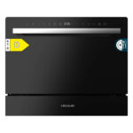 Lavavajillas compacto - CECOTEC Bolero Aguazero 2400 Black Glass D, 6 servicios, 5 programas, 55 cm, Multicolor