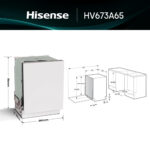 Lavavajillas integrable - Hisense HV673A65, 16 servicios, 7 programas, 59.8 cm, Tercera Bandejea, Wi Fi, Sin Panelar - Imagen 2