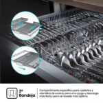 Lavavajillas integrable - Hisense HV673A65, 16 servicios, 7 programas, 59.8 cm, Tercera Bandejea, Wi Fi, Sin Panelar - Imagen 6