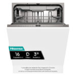 Lavavajillas integrable - Hisense HV16D5, 16 servicios, 6 programas, 59.8 cm, Cestas flexibles, Tres programas, Sin Panelar