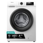 Lavadora carga frontal - Hisense WF1Q1041BW, 10 kg, 1400 Rpm, Función Vapor, Eficiencia A-20%, Blanco