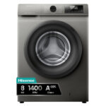 Lavadora carga frontal - Hisense WF1Q8041BT, 8 kg, 1400 Rpm, Función Vapor, Eficiencia A-20%, Gris