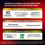 Aire acondicionado Split 1 x 1 - LG PLUSWF09X, 2150 fg/h, Gold Fin™, Tecnología Replace, Wi-Fi, Blanco - Imagen 4