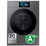 Lavadora carga frontal - Samsung Bespoke AI WF90F09C4SU3, 9 kg, 1400 rpm, 24 programas, Autodosificación, Clase A, Control por voz, Grafito