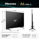 TV LED 43" - Hisense 43A6Q, UHD 4K, Quad Core/MT9603, IA 4K Upscaler, Modo Juego Plus, Control por voz, Negro - Imagen 4