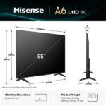 TV LED 55" - HISENSE 55A6Q, UHD 4K, Quad Core/MT9603, Smart TV, DVB-T2 (H.265), Negro - Imagen 2