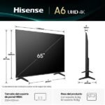 TV LED 65" - Hisense 65A6Q, UHD 4K, Quad Core/MT9603, IA 4K Upscaler, Modo Juego Plus, Control por voz, Negro - Imagen 4