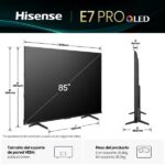 TV QLED 85" - Hisense 85E7Q PRO, QLED 4K, Quad Core/MT9618, Procesador Hi-View Engine, 144 Hz, IA Upscaler, Negro - Imagen 4