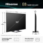 TV Mini LED 50" - Hisense 50E8Q, UHD 4K, 144 Hz, Hi-View Engine, Escalador HDR IA, Subwoofer integrado, Negro - Imagen 4