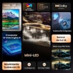 TV Mini LED 65" - Hisense 65E8Q, UHD 4K, 144 Hz, Hi-View Engine, Escalador HDR IA, Subwoofer integrado, Negro - Imagen 5