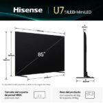 TV Mini LED 85" - Hisense 85U7Q, UHD 4K, Subwoofer integrado, 144 Hz, Hi-View IA Pro, Dolby Vusion IQ & Dolby Atmos, Negro - Imagen 4
