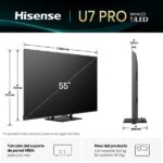 TV Mini LED 55" - Hisense 55U7Q PRO, UHD 4K, 165 Hz, Sonido 2.1.2, Quantum Dot, Sensor de Luz IA, Negro - Imagen 4